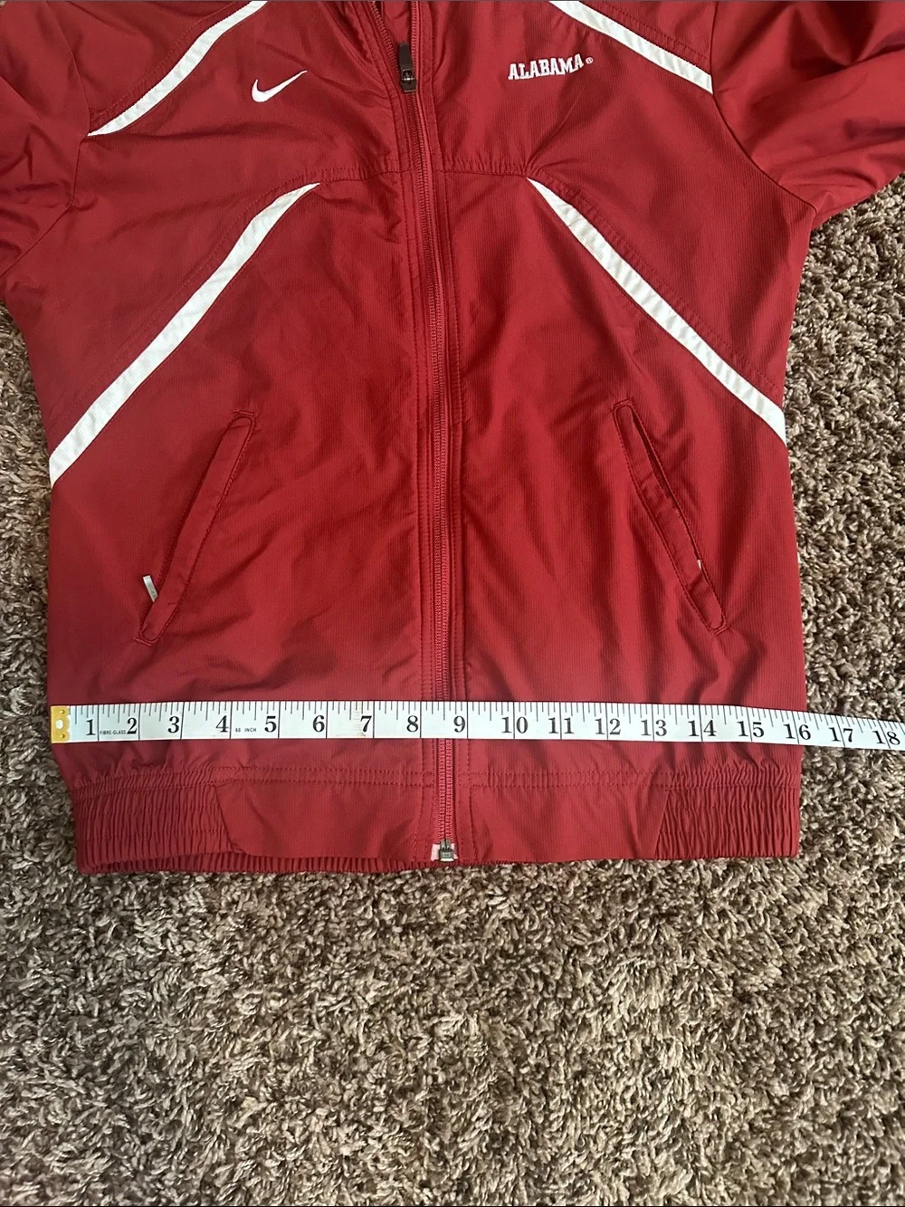 Nike Red Full-Zip Alabama Windbreaker Jacket with White Accents